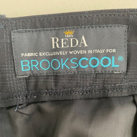 Brooks Brothers REDA Brookscool Lined Plaid 100% Merino Wool Pants Navy Sz 10 - Picture 10 of 13